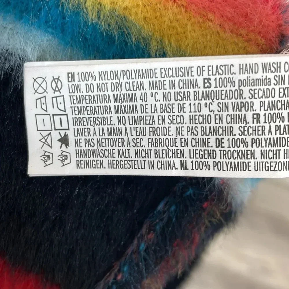 Forever 21‎ fuzzy nylon rainbow mini skirt size medium